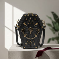 Crossbody Bag with Shoulder Strap Edgy Casket-Shaped Bag Eye-Catching for Goths