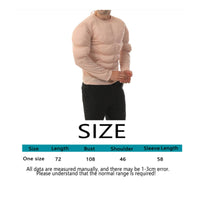 Fake Muscle T-Shirt Long Sleeve Muscle Torso Shirt Crew Neck for Role Play