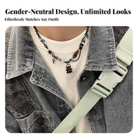 Specter Pendant Mixeddesign Chain Halloween Themed Short Beaded Necklace