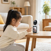 Desktop Visual Communication System with Monitor Single-Button Visual Communication System Camera Two-Way Door Phone for Families, Parents, Elderly, Home
