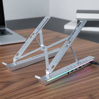 USB Hub Laptop Stand Portable Ventilated Notebook Holder Cooling Design for Desk