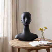 Mannequin Head with Shoulders Matte Display Bust with Shoulders Hairpiece Stand with Base Long-Neck Hat Display with Stand