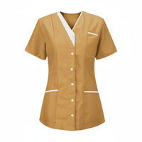Short Sleeve Nurse Attire Shirt Contrast Trim Medical Top for Hospital, Nurses