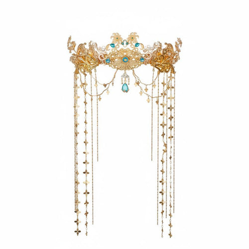 Traditional Chinese Hair Crown Exotic Design Traditional Chinese Headdress Grotto Design Tiara Intricate Filigree Ancient