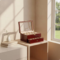 Watch Box with Drawer Padded Watch Display Case Shielded Organizer for Dresser