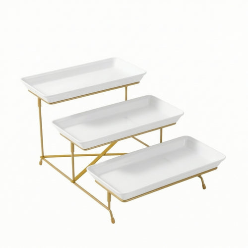 3-Tier Dessert Stand Melamine Trays Tableware Easy to Clean