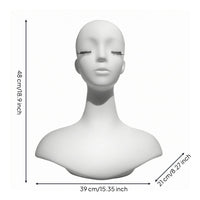 Female Mannequin Head Bust PVC Jewelry Display Head Molded Ears