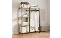 Carbon Steel Frame Clothes Rack with Shelves and Drawers Heavy Duty Accessible Closet System Easy to Move Metal Garment Rack Dust-Proof Curtain for Bedroom, Dorm Room