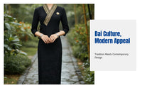 Dai Costume, Women's Lightweight Breathable Water-Splashing Dress, Black Skirt, Summer, Work, Daily Wear