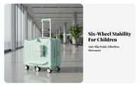 Rideable Design Roll-Along Suitcase with Seat Waterproof Roll-Along Suitcase Hardside Shell children's Luggage Wheels for Toddlers, Families, Travelers, Boarding, Airport, Vacation, Road Trips