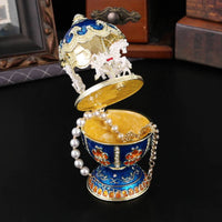 Display Jewelry Box Rhinestone Decorated Hand Painted Enamel Trinket Box Gift Idea Decorative Item for Desktop, Dressing Table, Vanity