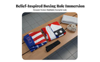 Skin-Friendly Hooded Boxer Robe with Shorts Breathable Hooded Boxing Robe and Shorts Set Soft American Flag Boxing Costume for Cosplayers, Party Goers, Cosplay Events, Themed Parties, Independence Day, Stage Performances