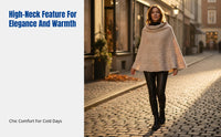 Autumn Winter Knitted Cashmere Cape, Thick Pullover Shawl, High Neck Scarf, Unisex, Minimalist