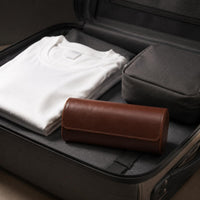 3 Pieces Watch Roll PU Leather Cylindrical Watch Box Portable