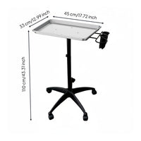 Hairdressing Trolley Wheeled Salon Tray on Wheels Large Storage Surface Stylist Rolling Cart for Hairdressers, Nail Technicians