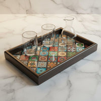 Vintage Design Tea Tray Retro Design Rectangular Walnut Vanity Tray for Bedroom