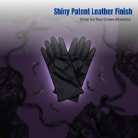 Cosplay Party Patent Leather Gloves for Women, Shiny Full Finger, Halloween, Performance