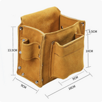 Double-tier leather nail pouch