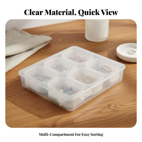 Clear Multi-Grid Storage Case Transparent Design Multi-Grid Storage Box Portable