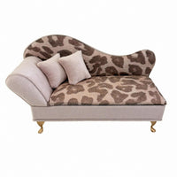 Miniature Leopard-Print Sofa Padded Jewelry Box Gold-Colored Legs