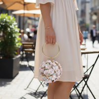 Round Floral Evening Clutch Eye-Catching Fashion Accessory Lightweight for Women