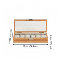 Bamboo Watch Display Case Clear Top Lid Storage Gift Ready for Dresser, Bedroom