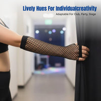 Long Fishnet Gloves, High Elastic Thick Mesh, Nightclub, Party, Stage, Cosplay, Unisex