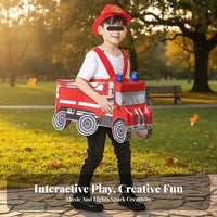 Fire Truck Costume Lightweight Wearable Vehicle Costume Double-Sided Pattern