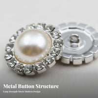 Rhinestone Pearl Button Easy to Sew Fancy Cardigan Button Multi-Purpose