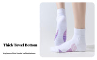 Non-Slip Towel Bottom Crew Socks Sweat-Wicking Cushioned Tennis Socks Breathable for Badminton Players, Women, Competitions, Workout, Hiking