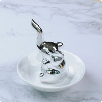 Ceramic Elephant Band Dish Glossy Finish Decorative Accessory Tray Good Luck