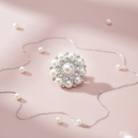 Pearl Rhinestone Flower Button Elegant Aesthetic Pearl Flower Button Korean