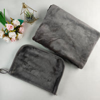 Flannel Trip Blanket Pillow Compact Trip Blanket Pillow Set Extra-Soft