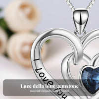 I Love You Mom Necklace White Gold Plated Engraved Mom Necklace for Mother