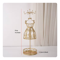 Dress-Shaped Jewelry Holder Multi-Functional Metal Earring Stand Compact