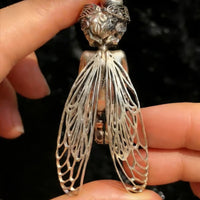 Silent Angel Necklace Delicate Filigree Wings Cicada Feather Angel Necklace