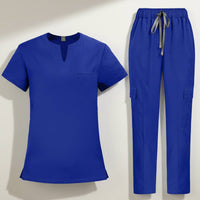 Quick-Dry V-Neck Scrub Top and Pants Thin Material Doctor Attire Set Stackable Layer Wear V Neck Scrub Top Plus Size for Nurses, Doctors, Hospital, Medical Facility