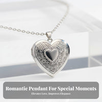 Heart Locket Necklace Keepsake Gift Photo Frame Locket Romantic for Mother's Day