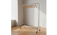 Brushed Finish Stainless Steel Clothing Display Stand Minimalist Design Freestanding Closet Organizer Heavy Duty Home Furniture for Boutique Owners, Laundry Room