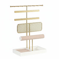 Necklace and Earring Holder Large Capacity Jewelry Stand with Band Tray Accessory Rack Easy Assembly Household Storage for Women