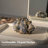 Ruffled Textile Grip Fastener Airy-Like Shape Floral Scrunchie Fastener Flower Hair Grip Elegant Design Large Floral Updo Holder