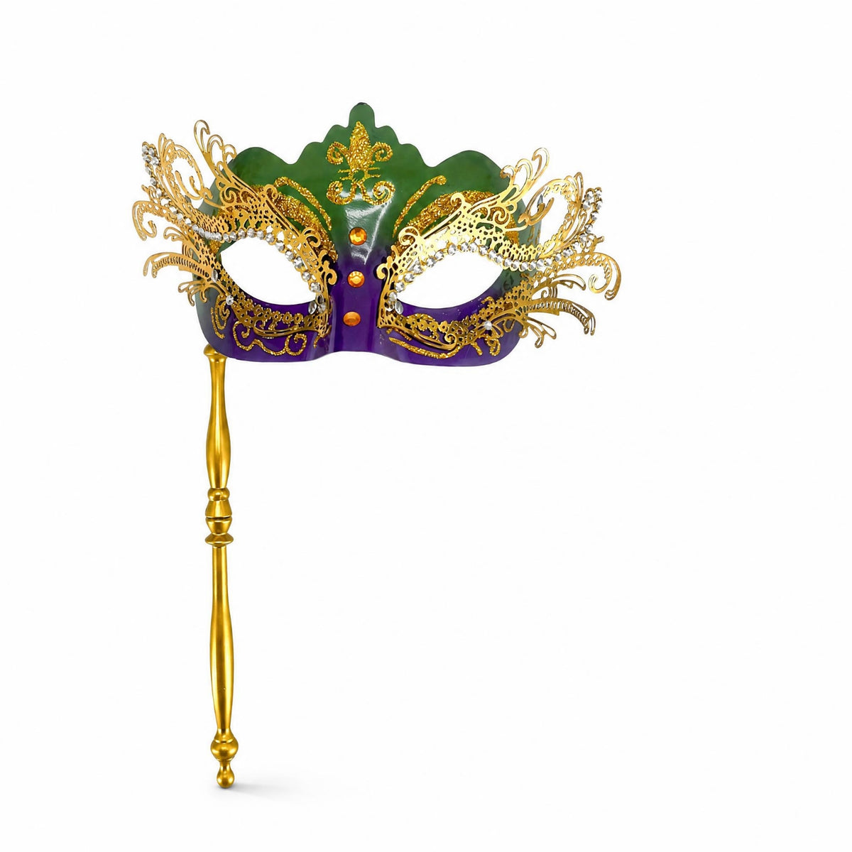 Handheld Masquerade Mask Cutout Design Masquerade Mask Stud Details for Carnival