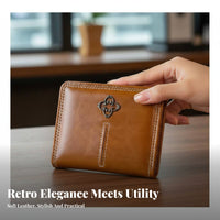 Vintage Fashion women's Short Wallet Snap Closure women's Bifold Wallet Slim Design for Students, Travelers, Daily Use, Travel, Shopping