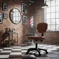 Height-Adjustable Salon Chair Padded Seat PU Leather Stool with Wheels