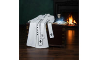 Cross Print Priest Robe Includes Matching Belt Long Sleeve Priest Cassock Contrast Trim Medieval Cleric Uniform for Stage Performance