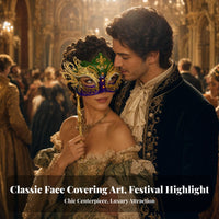 Handheld Masquerade Mask Cutout Design Masquerade Mask Stud Details for Carnival