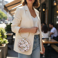 Round Floral Evening Clutch Eye-Catching Fashion Accessory Lightweight for Women