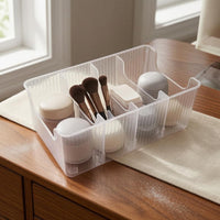 Divided Storage Box Open Top 4 Compartment Organizer Box Ribbed Sides
