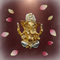 Resin Ganesha Sculpture Lotus Throne Elephant Deity Statue Figurine Handmade