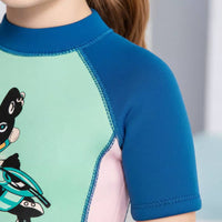 Kids 2mm Thermal Swimsuit High Stretch Single Piece Thermal Swimsuit Girls Shorty Wetsuit Skin-Gentle Short Sleeve Diving Suit